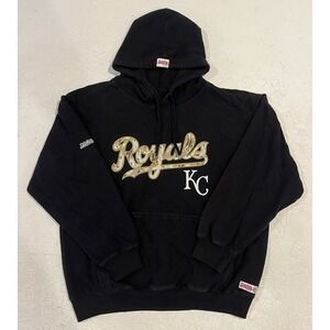 Kansas City Royals Baseball Hoodie Size L Stitches Black Camo Sweatshirt Sweater